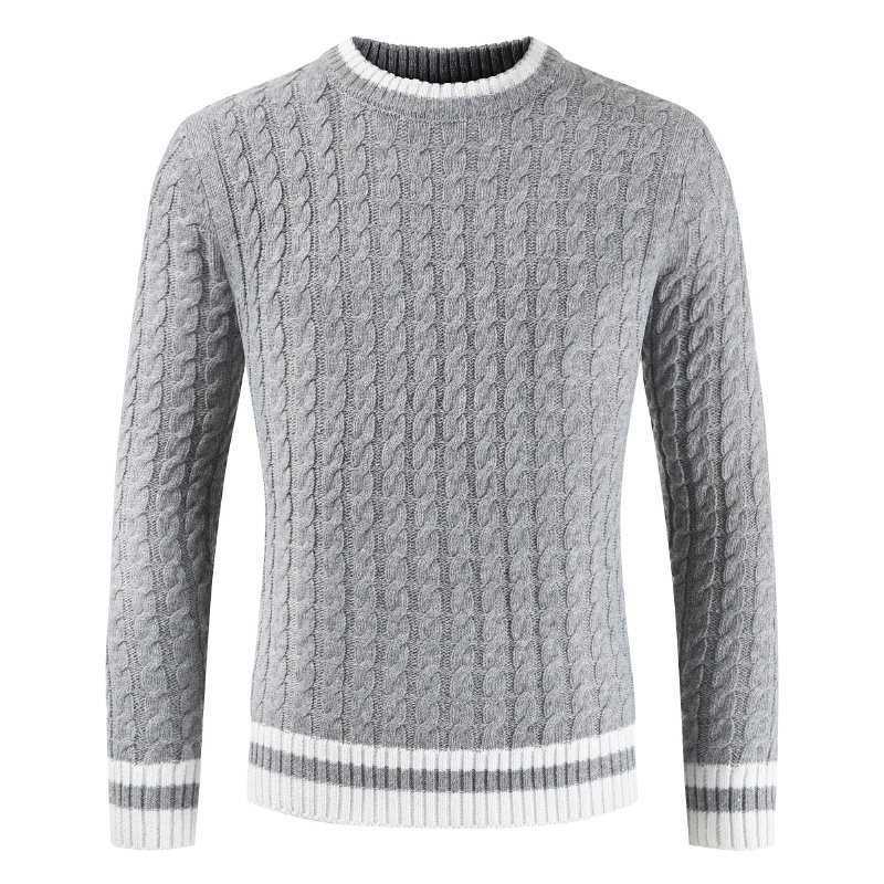 Jersey Hombre Autumn Winter Male O-neck Pullover Knitted Sweater Teenager Casual Patchwork Twist Pattern Acrylic Tops Plus Size 210604