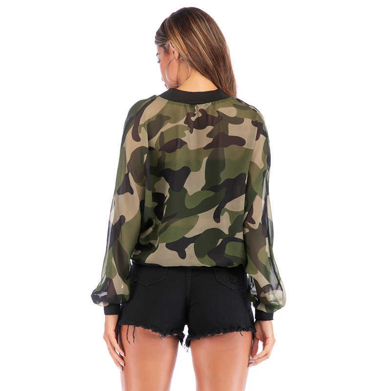 PGSD Spring Summer Long sleeve zipper Sunscreen jacket Women clothes Casual holiday Loose camouflage thin coat female 211014