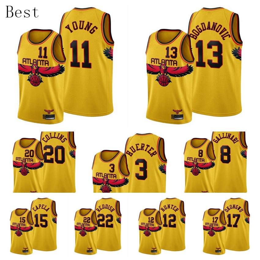 AtlantaHawksMen Basketball Trae Young 11 Bogdan Bogdanovic 13 Kevin Huerter 3 John Collins 20 Gold 2021-22 Edition City Jersey T, Black
AtlantaHawksMen Basketball Trae Young 11 Bogdan Bogdanovic 13 Kevin Huerter 3 John Collins 20 Gold 2021-22 Edition City Jersey T, Black