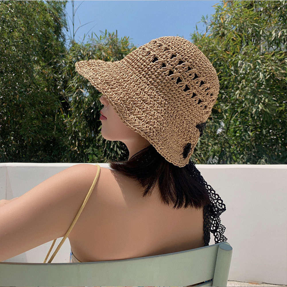 Sun hat Lafite straw fisherman's hat, sunshade and sunscreen hat, Blue;gray