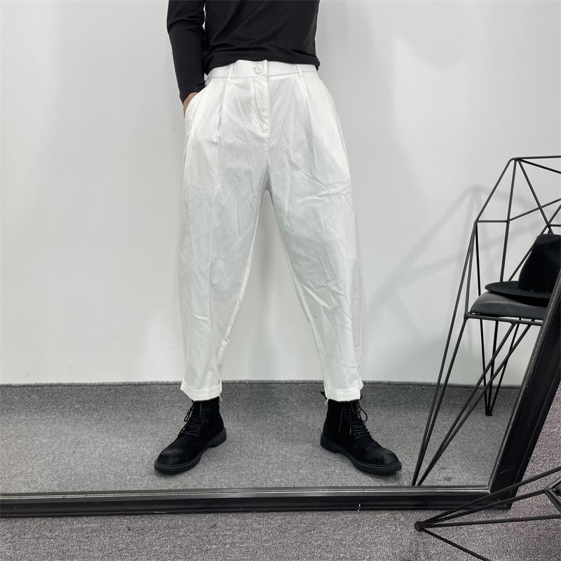 Original Spring And Summer Fashion Men's Dark Black Simple Loose Tooling Straight Pants