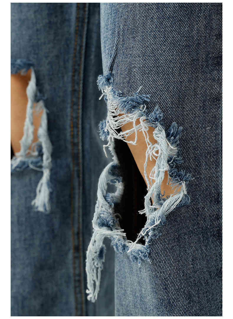 IEFB Men's Wear Beggars' Hole Jeans Male Trend Loose Mid Waist Blue Flare Pants Streetwaer Vintage Denim Trousers 210524