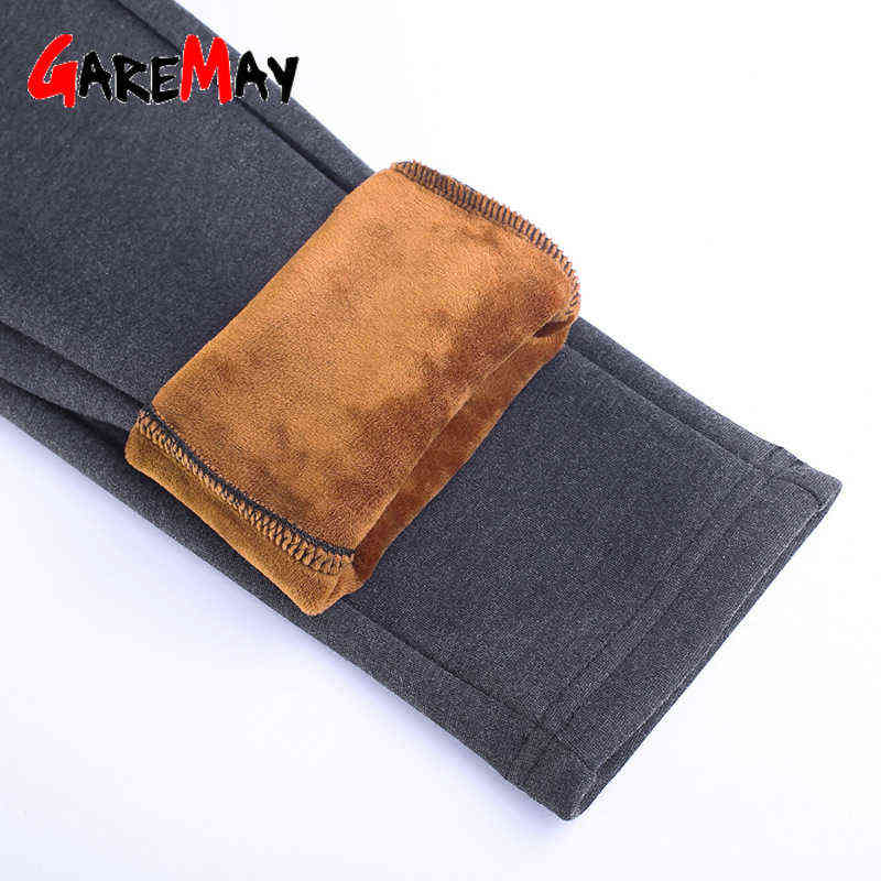 GareMay Women Winter Warm pants Velvet Thick Trousers High Waist Elastic Middle aged Mother Stretch Straight Pants Plus Size 5XL 211115