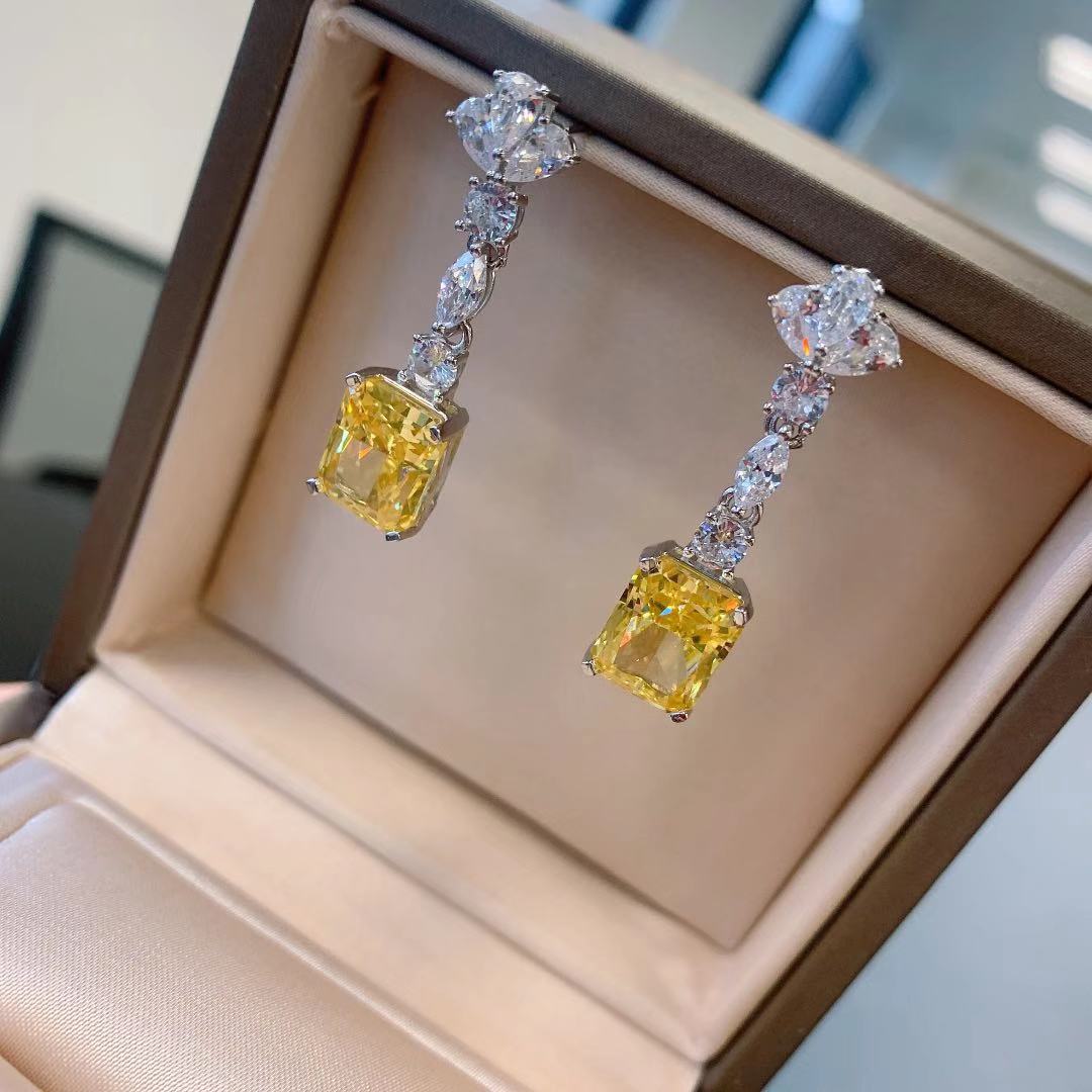 Handmade Topaz Diamond Dangle Earring Original 925 sterling silver Jewelry Party Wedding Drop Earrings for Women Jewelry Gift