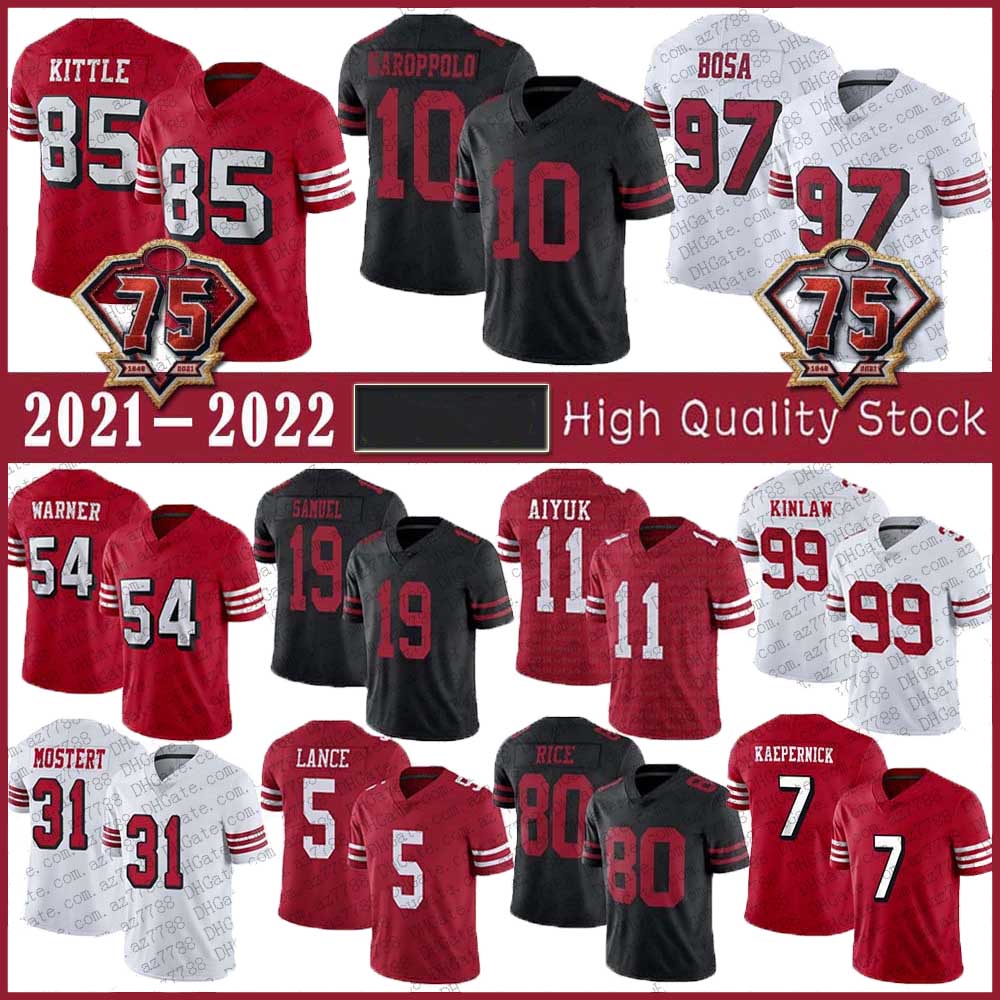 5 Trey Lance 85 George Kittle San Football jersey Francisco 54 Fred Warner 97 Nick Bosa 11 Brandon Aiyuk 10 Jimmy Garoppolo 19 Deebo Samuel, Black;red
5 Trey Lance 85 George Kittle San Football jersey Francisco 54 Fred Warner 97 Nick Bosa 11 Brandon Aiyuk 10 Jimmy Garoppolo 19 Deebo Samuel, Black;red