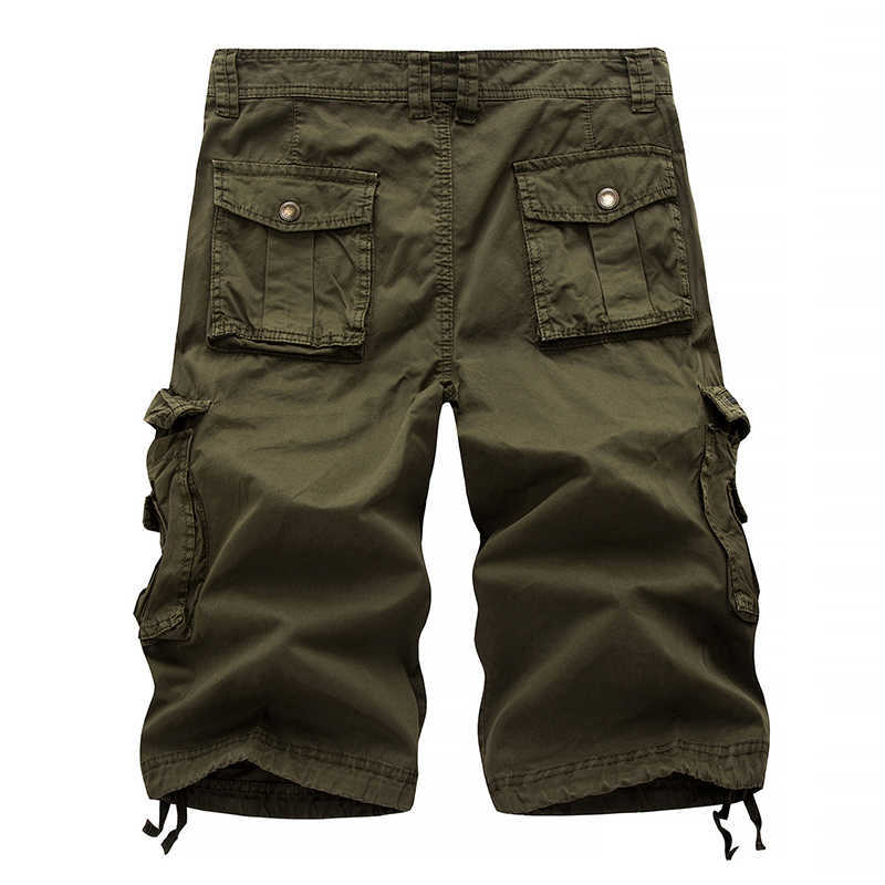 Summer Quality Men's Cargo Shorts Baggy Multi Pocket Casual Workout Military Shorts Tactical Cotton Army Green Short Pants 210720