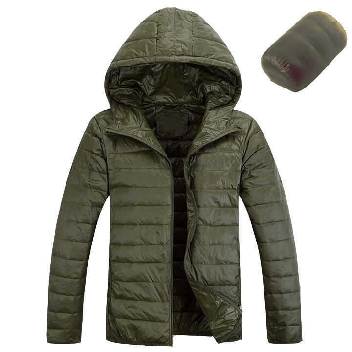 Men Hooded ultraLight White Duck Down Jacket Warm Jacket Line Portable Package men pack jacket 210818