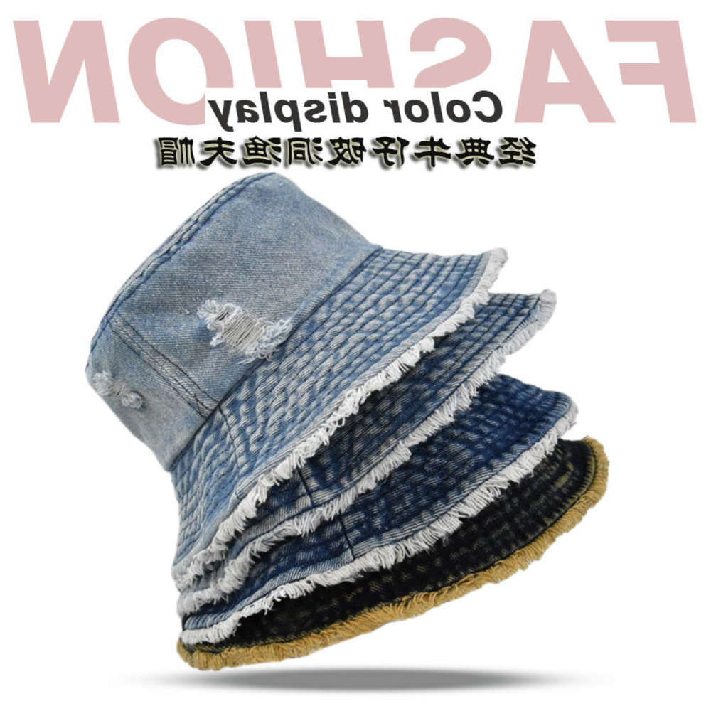 Sun hat Popular Big Brim fashion denim simple old basin hole broken edge fisherman's hat, Blue;gray
Sun hat Popular Big Brim fashion denim simple old basin hole broken edge fisherman's hat, Blue;gray