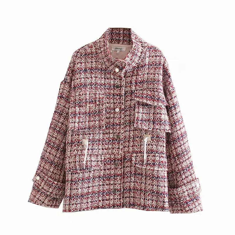 Women's Retro Contrast Color Plaid Woolen Stand Collar Drawstring Waist Coat Elegant Pocket Cardigan Fashion Street Clothing 210521, White
Women's Retro Contrast Color Plaid Woolen Stand Collar Drawstring Waist Coat Elegant Pocket Cardigan Fashion Street Clothing 210521, White