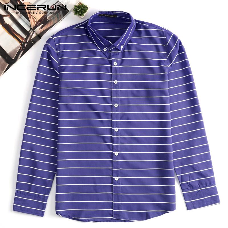 Fashion Men Striped Shirt Lapel Long Sleeve Camisa Masculina Streetwear Casual Dress Shirts Clothes 2021 Men's