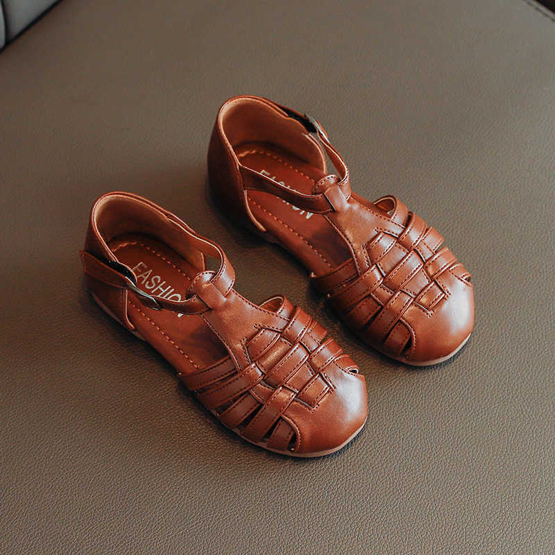 Girls Leather Shoes Kids Cut-outs Woven Style Princess Sweet Soft Sweet Shoes 2021 Spring Children Casual Flats for Toddlers X0703