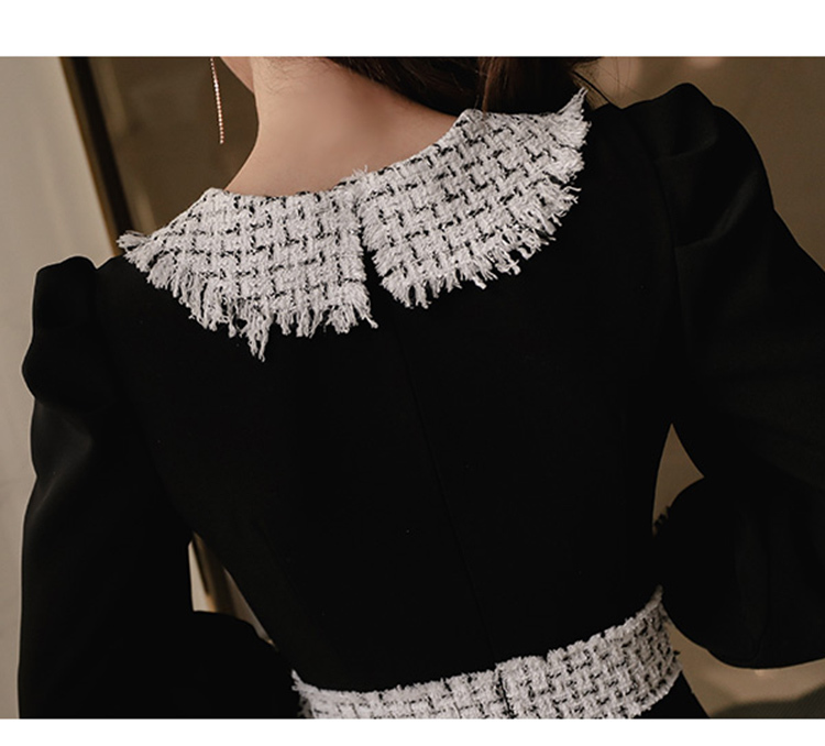 Fashion Elegant Korea Dress Women Autumn Winter Vintage Office Ladies Tweed Wool Dresses Vestidos 210520