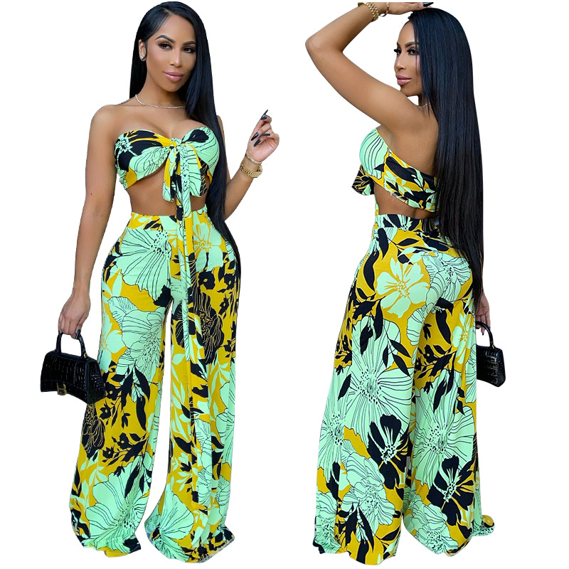 2021 Fashion Explosive Printed Tube Top Wide Leg Pants Set Casual Slim Tropical Rainforest Two-Piece Set, Green
2021 Fashion Explosive Printed Tube Top Wide Leg Pants Set Casual Slim Tropical Rainforest Two-Piece Set, Green