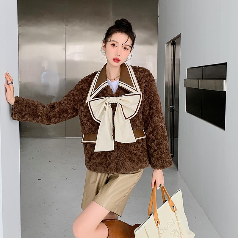Women' Wool & Blends Winter Clothes Faux Fur Lambwool Bow Splice Loose Warm Jacket Outerwear Female Elegant Chic Girl Kawaii Princess Plush, Dark brown
Women' Wool & Blends Winter Clothes Faux Fur Lambwool Bow Splice Loose Warm Jacket Outerwear Female Elegant Chic Girl Kawaii Princess Plush, Dark brown