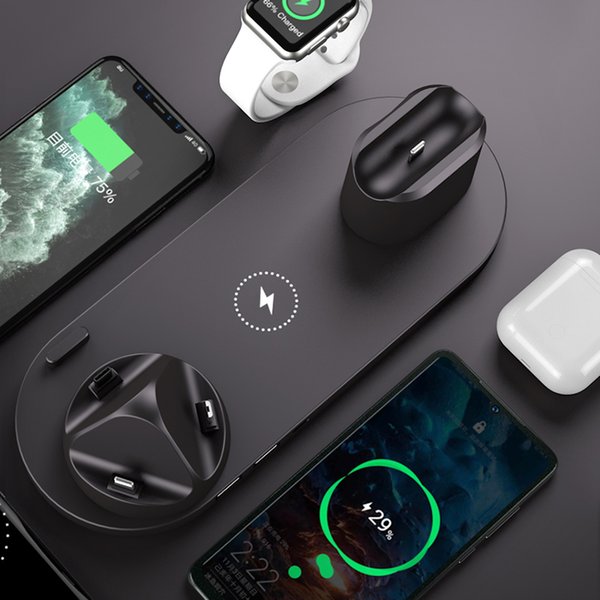 Wholesale NEW 6 in 1 Wireless Charger For Apple Watch 6 5 4 3 iPhone 12 11 X XS XR 8 Airpods Pro Samsung Xiaomi 10W Qi Fast Charging Stand