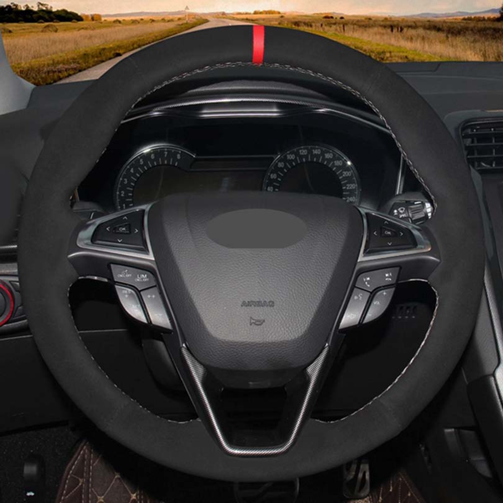 Car Steering Wheel Cover Black Hand-stitched Genuine Leather Suede For Ford Mondeo Fusion 2013-2019 EDGE 2015-2019
Car Steering Wheel Cover Black Hand-stitched Genuine Leather Suede For Ford Mondeo Fusion 2013-2019 EDGE 2015-2019
