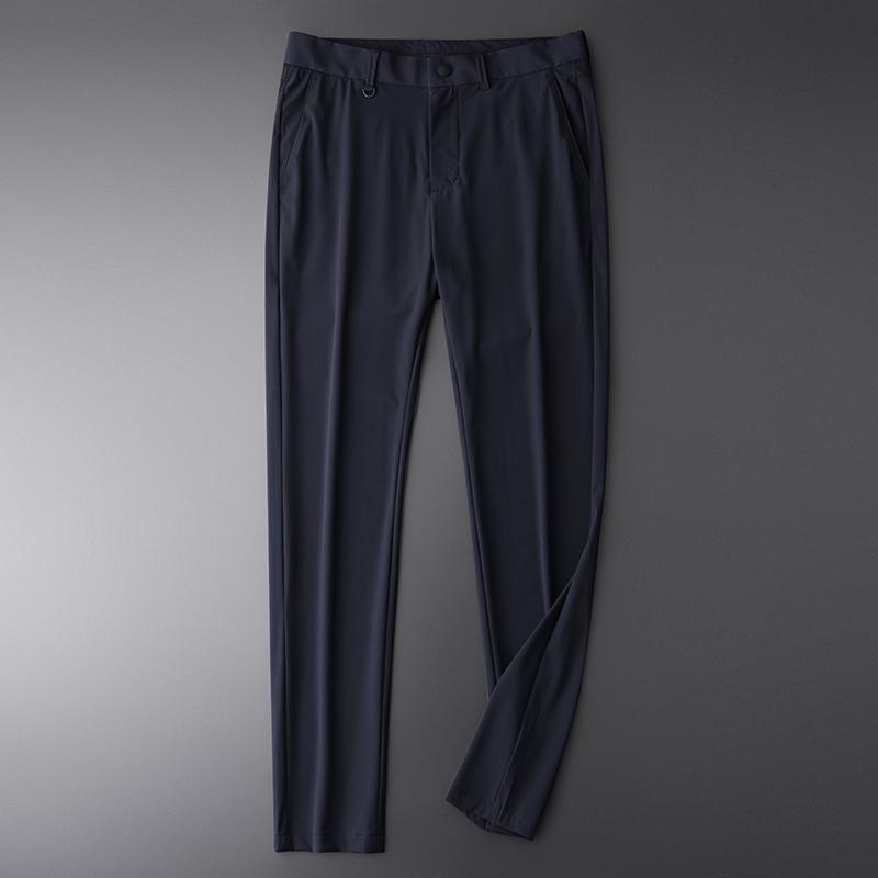 Suit Luxury Summer Soft Silky Fabric Solid Color Skinny Men Casual Pants Hight Quality Slim Fit Man Trousers Men's