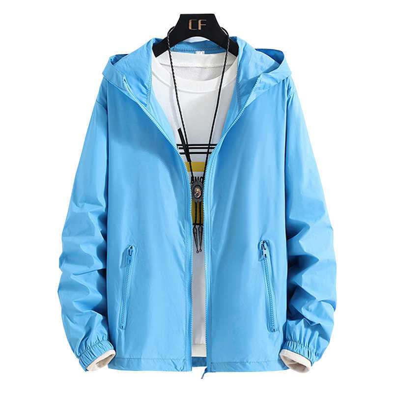 8XL 7XL 6XL Plus Size Mens Quick Dry Skin Jackets Coat Sunscreen Waterproof Mens Thin Army Outwear Ultra-Light Windbreake Jacket 210818