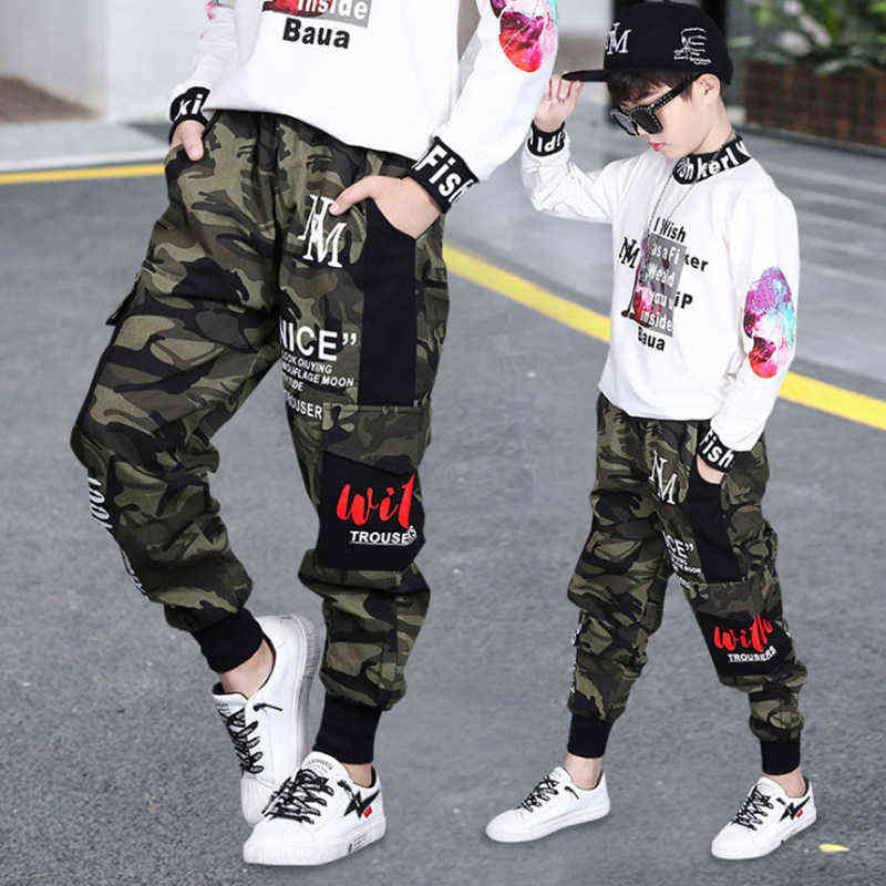 Sports Boys Pants Camouflage For Trousers Spring Casual Kids Sweatpant 6 8 10 12 14 Year 211103