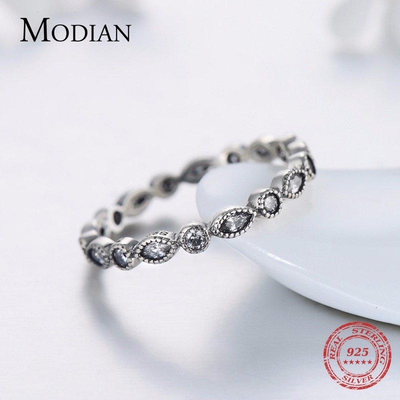 Modian Authentic 925 Sterling Silver Sparkling Rings for Women Cz Jewelry Finger Ring Engagement Bague Fashion Accessories