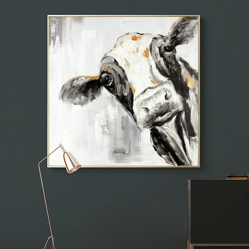 ART Watercolor Cow Pictures Wall Painting For Living Room Decorative Posters Home Decor Painting Printed On Canvas