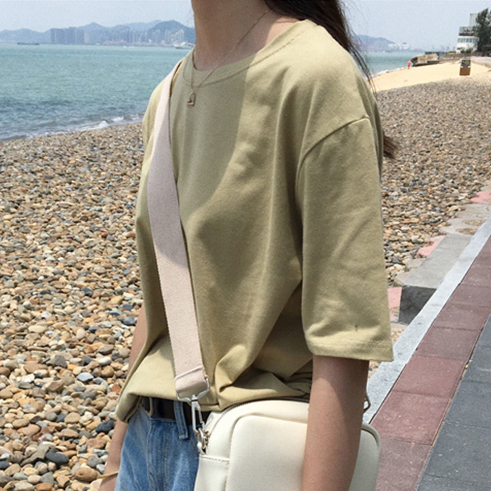 Women Tee Shirt 15 Solid Color Basic T Casual O Neck Harajuku Summer Tops Korean Hipster White Tshirt 210428