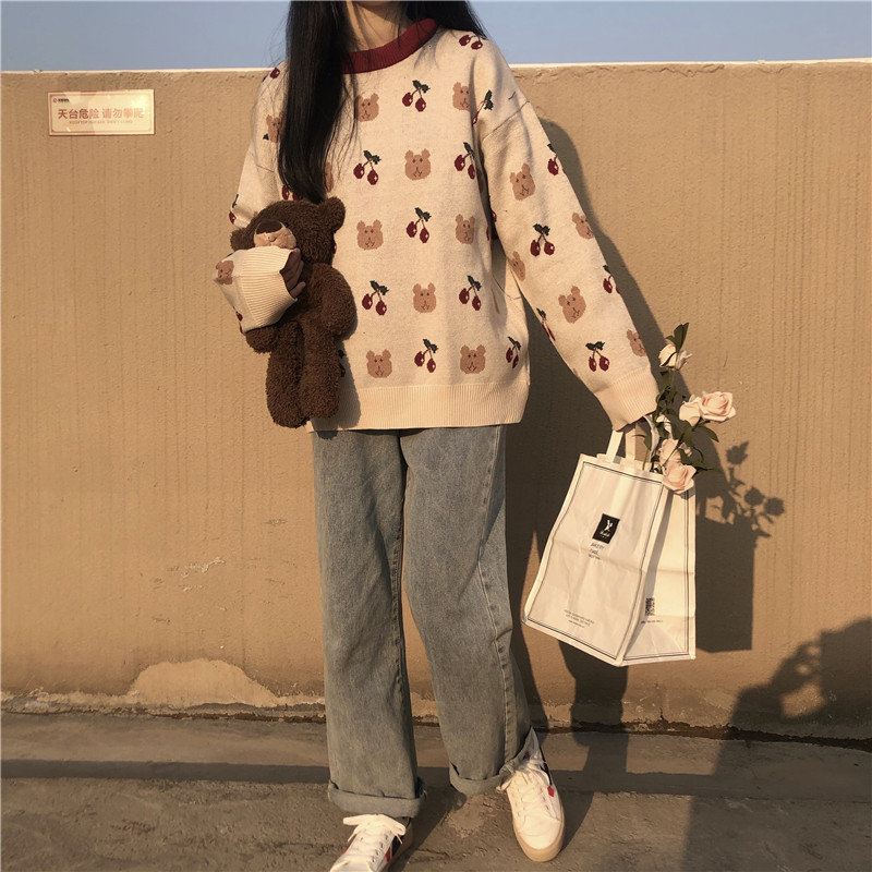 women's sweaters new japanese sweater women fall/winter wear loose student cute lazy retro thick uu4v, White;black
women's sweaters new japanese sweater women fall/winter wear loose student cute lazy retro thick uu4v, White;black