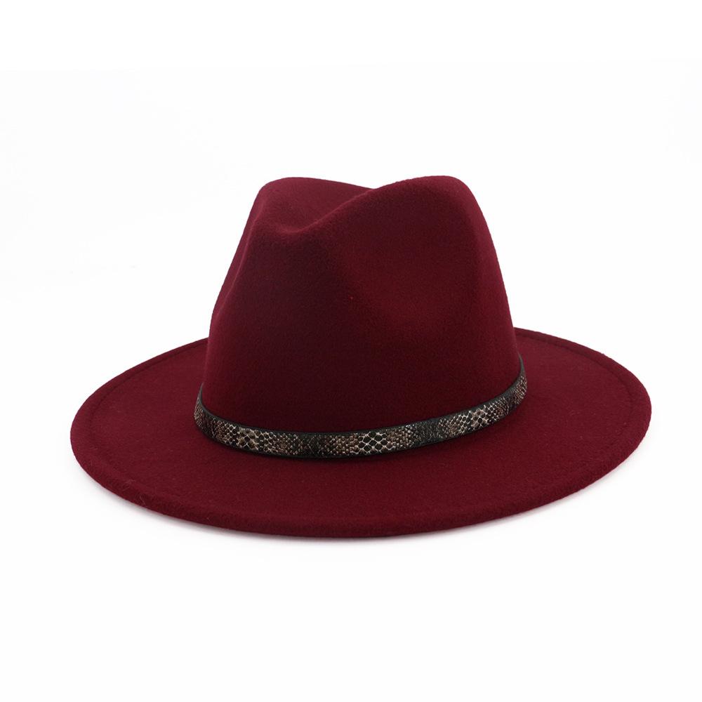 Unisex Wool Felt Hat Jazz Fedora Hats Snake Grain Decoration Fashion Homburg Hat Flat Brim Panama Formal Cap Trilby Chapeau, You choose color
Unisex Wool Felt Hat Jazz Fedora Hats Snake Grain Decoration Fashion Homburg Hat Flat Brim Panama Formal Cap Trilby Chapeau, You choose color