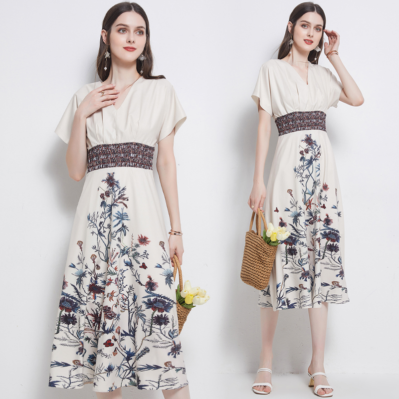 2021 Runway Designer Elegant Floral Dress Fashion Printed Ladies Short Sleeve V-Neck Casual Office Dresses Summer Women Slim A-Line Street Style Party Clothing, Contrast color
2021 Runway Designer Elegant Floral Dress Fashion Printed Ladies Short Sleeve V-Neck Casual Office Dresses Summer Women Slim A-Line Street Style Party Clothing, Contrast color