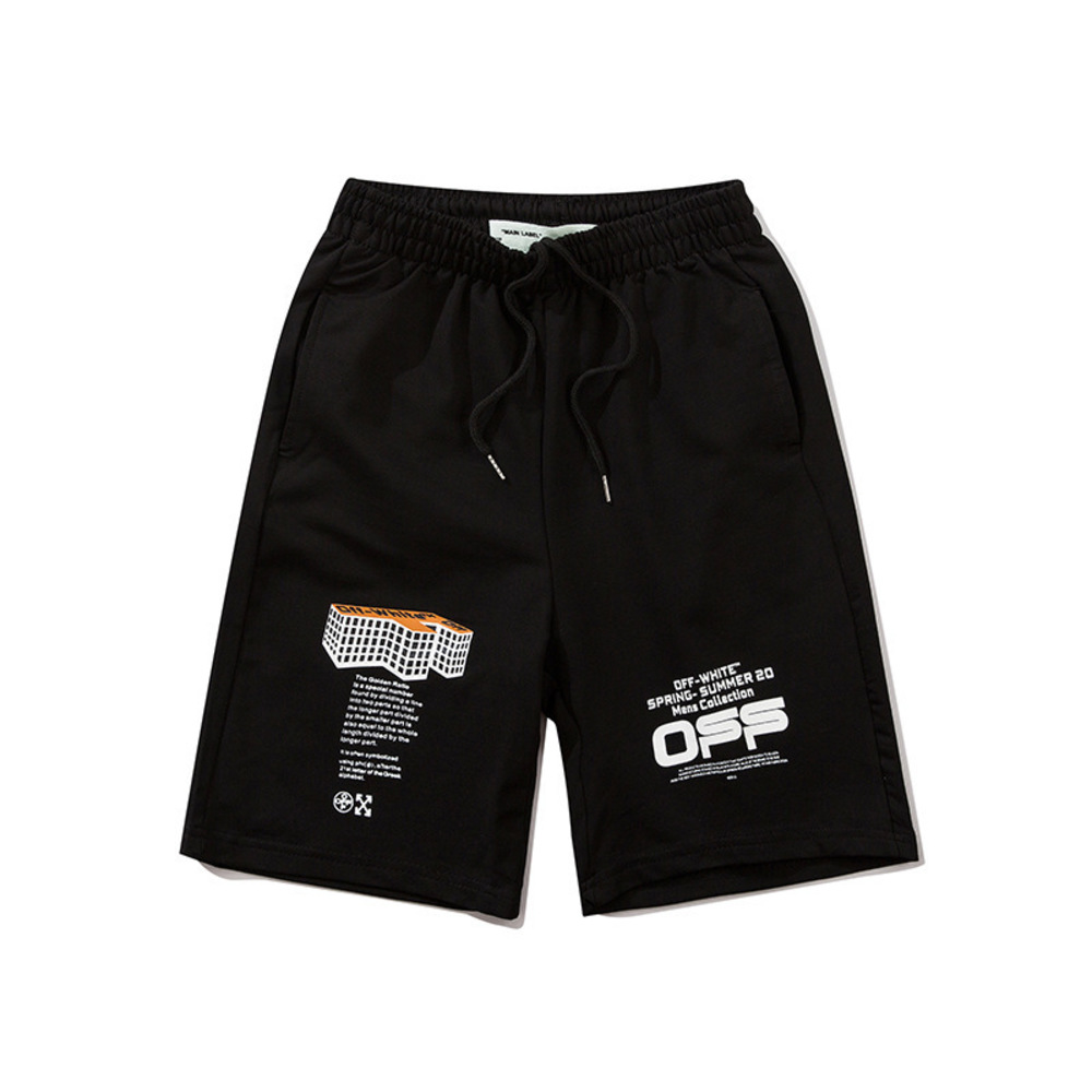 men's shorts ow off style white shorts fashion brand sports casual summer capris beach men's and women's pants, Black
men's shorts ow off style white shorts fashion brand sports casual summer capris beach men's and women's pants, Black