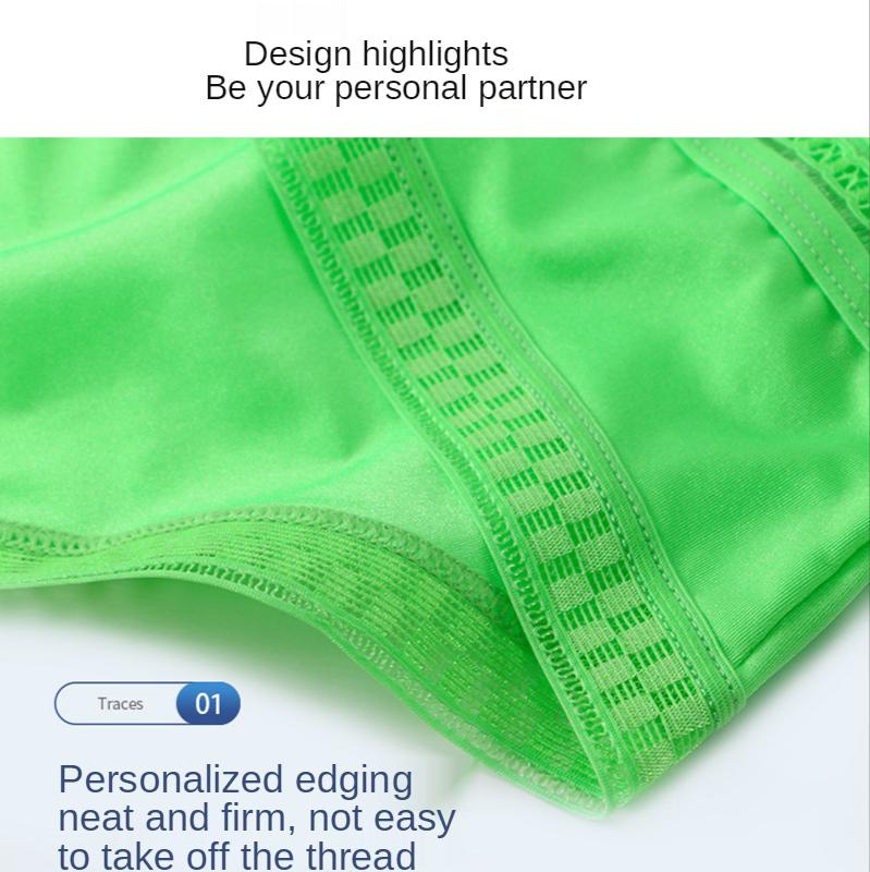 Underpants 3PC Men's Underwear Briefs Ice Silk U Pouch Men Sexy Lingerie Low-Rise Summer Panties 2021 Man Sea Satin