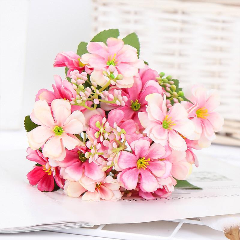 Silk Lily Artificial Flowers Bouquet Cherry Blossoms Party Wedding Decoration Fake Living Room Home Decor Accessories Decorative & Wreaths