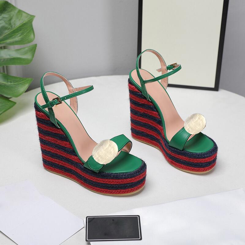 top brand womens high heels luxury designer sandals slope heel 13cm leather metal button comfortable outdoor lawn antiskid women shoe package mail, Red
top brand womens high heels luxury designer sandals slope heel 13cm leather metal button comfortable outdoor lawn antiskid women shoe package mail, Red
