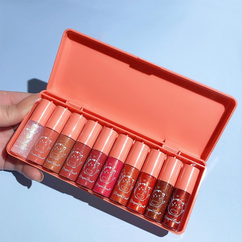 Lip Gloss 10Pcs/Box Fine Flash Waterproof Natural Moisturizing Easy To Wear Long Lasting Makeup Set, 1 box
Lip Gloss 10Pcs/Box Fine Flash Waterproof Natural Moisturizing Easy To Wear Long Lasting Makeup Set, 1 box