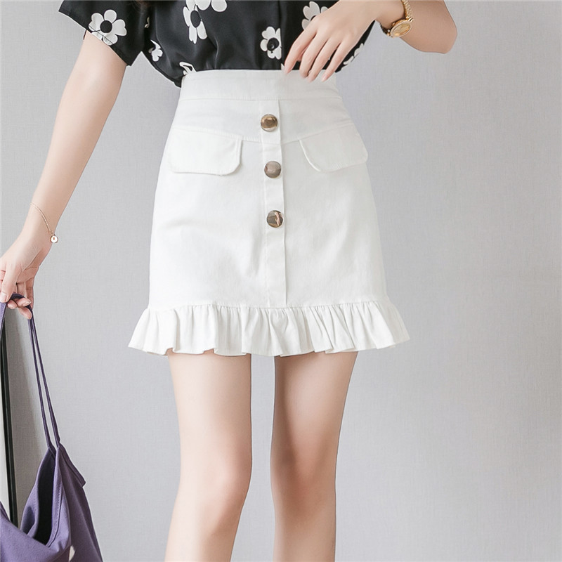 Faldas Mujer Moda Fashion Women Skirts Short for Casual High Waist Denim A-Line Elegant 6186 50 210508