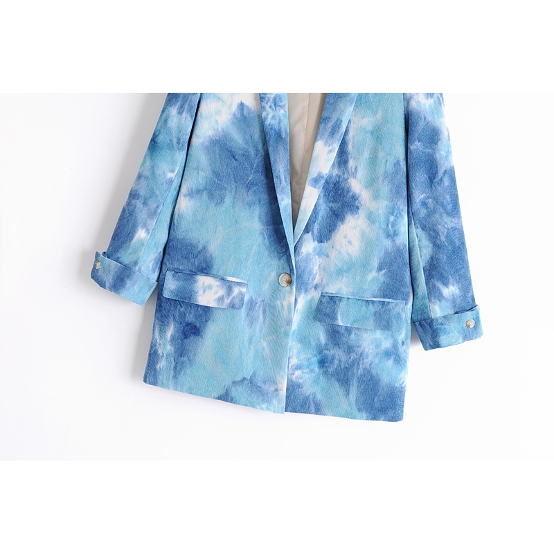 stylish women corduroy tie dye blazers fashion ladies elegant long jackets casual female slim blazer girls chic 210430