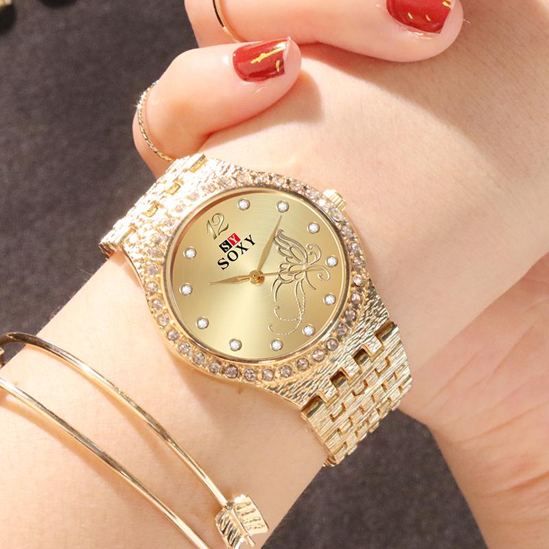 Watch Women Quartz Crystal Luxury Watches Feminino Relogio Bracelet Womens Wristwatch Casual Reloj Gold Mujer Zegarki Damskie Wristwatches, As pic
Watch Women Quartz Crystal Luxury Watches Feminino Relogio Bracelet Womens Wristwatch Casual Reloj Gold Mujer Zegarki Damskie Wristwatches, As pic