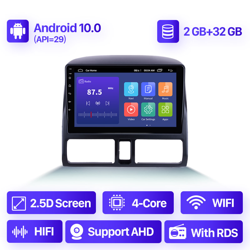 9 inch Android 10 Car dvd Player Radio Audio Auto Stereo GPS For Honda CRV 2 2001-2006 Double din QLED AI Voice Control