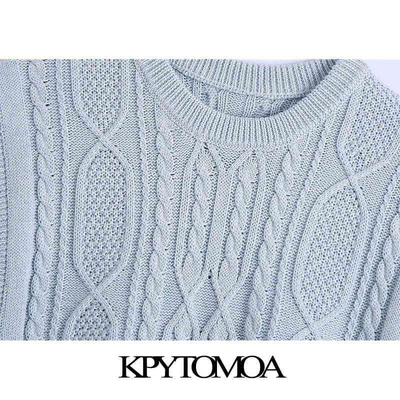 Women Fashion With Cable-knit Cropped Knit Vest Sweater O Neck Sleeveless Female Waistcoat Chic Tops 210420