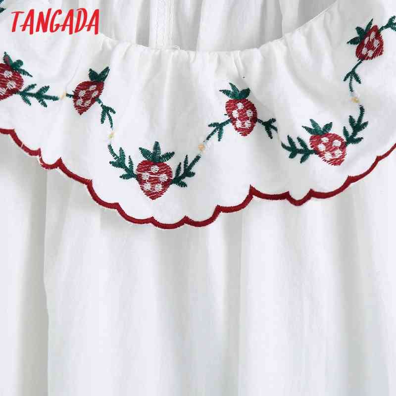 Women Embroidery Romantic Dress Ruffles Long Sleeve Females Midi Dresses Vestidos 6Z67 210416