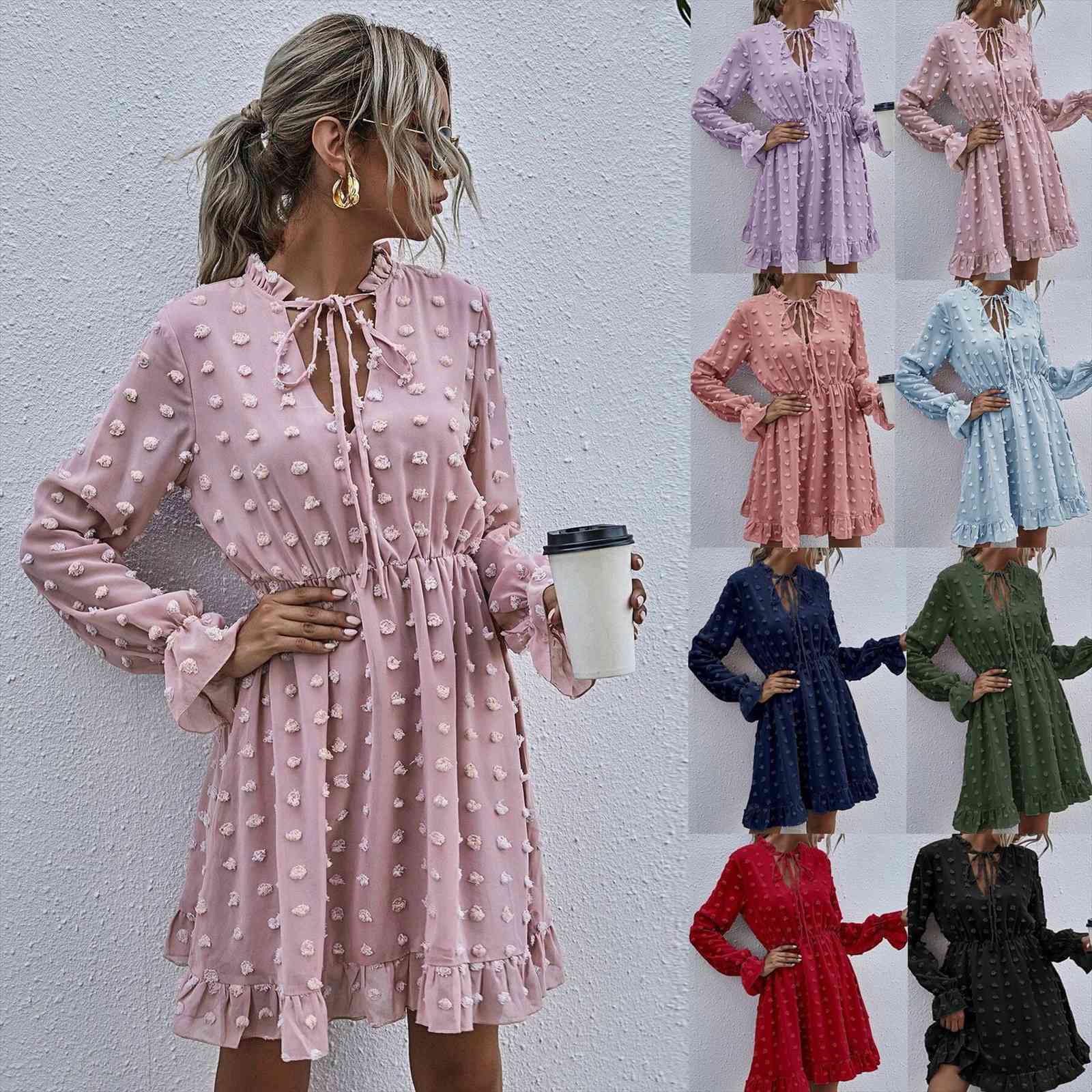 pink applique chiffon shirt ruffled womens dress neck long sleeve high waist mini summer, Black;gray
pink applique chiffon shirt ruffled womens dress neck long sleeve high waist mini summer, Black;gray