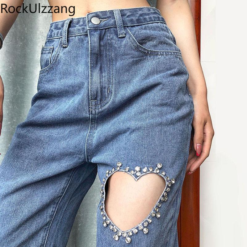 Women' Jeans Rhinestone Diamond Cut Heart Hollow Love Graphic Sexy Hole High Waist Denim Pant Women Mom Streetwear Fashion Long Casual, Blue
Women' Jeans Rhinestone Diamond Cut Heart Hollow Love Graphic Sexy Hole High Waist Denim Pant Women Mom Streetwear Fashion Long Casual, Blue