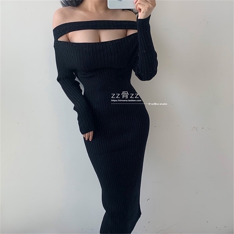 WOMENGAGA Slash Neck Strapless Hollow Out Sexy Slim Long Sleeve Knitted Dress Dresses Elasticity Robe 9OM6 210603, Black
WOMENGAGA Slash Neck Strapless Hollow Out Sexy Slim Long Sleeve Knitted Dress Dresses Elasticity Robe 9OM6 210603, Black