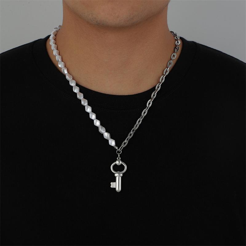 Pendant Necklaces WeSparking EMO Geometric Pearl Stainless Steel Necklace Key Clavicle Chain Unisex, Silver
Pendant Necklaces WeSparking EMO Geometric Pearl Stainless Steel Necklace Key Clavicle Chain Unisex, Silver