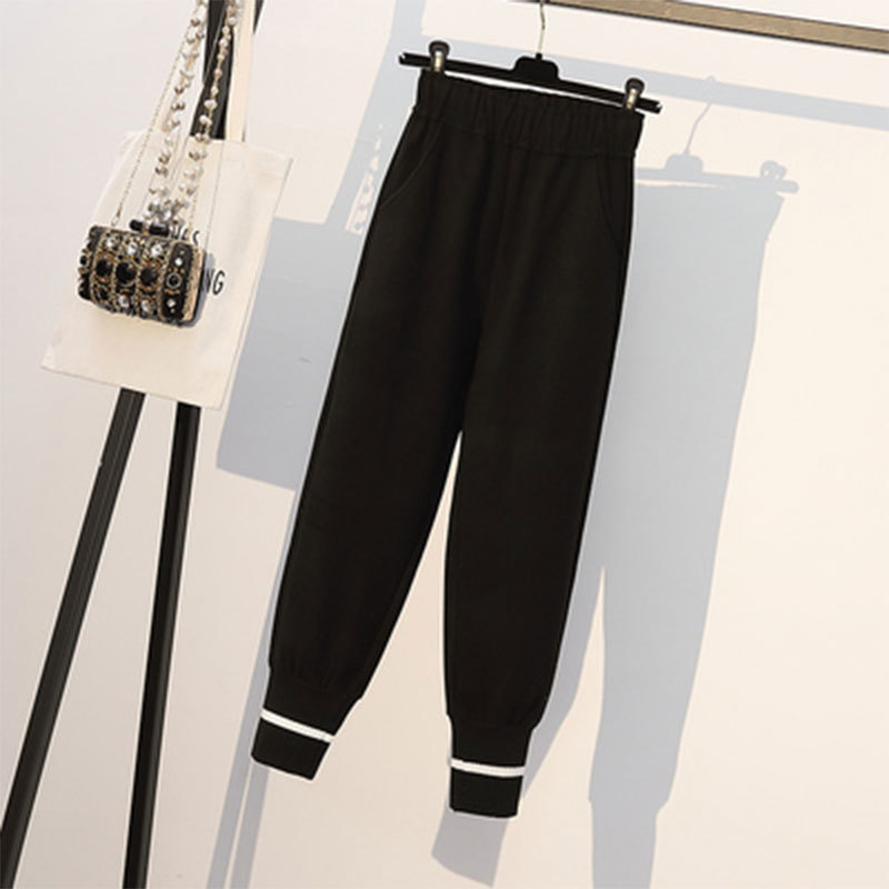 Autumn Fashion Women Elastic Waist Woolen Casual Harem Pants Plus Size Solid Loose Trausers Femme 5XL M693 210512