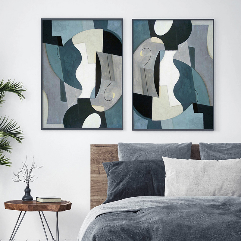 Abstract Blue Marble Poster Canvas Paintings Vintage Europe Posters and Prints Wall Art Pictures for Living Room Home Decor