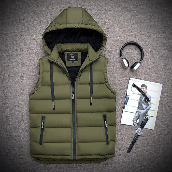 Fashion Autumn Winter Vest Men High Quality Hooded Thick Warm Sleeveless Jacket Waistcoat Men's Vests