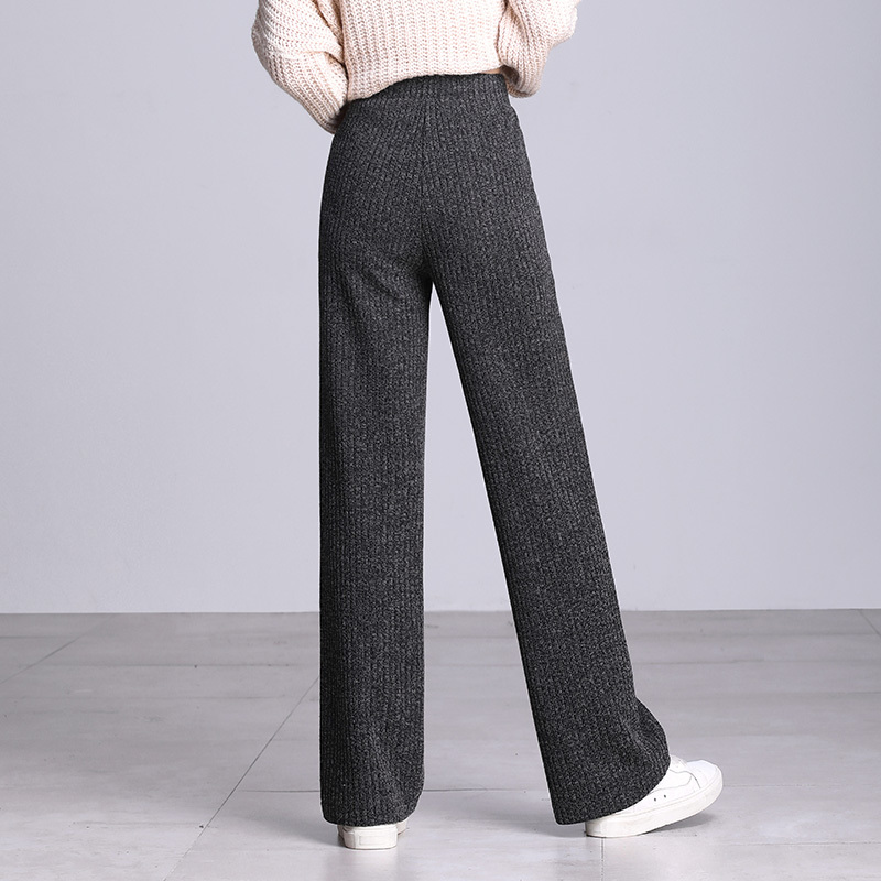 pantalones de mujer women winter pants office cintura alta knitted trousers 7259 50 210427