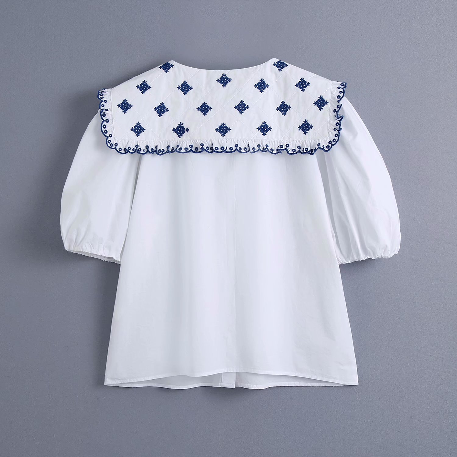 Lapel Sweet Short Sleeve Chic Female Shirt Summer Harajuku White Embroidered Women's Tops 210507