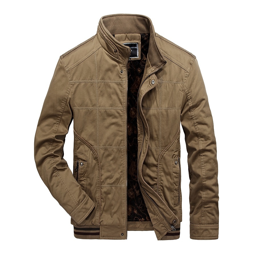 Windbreaker Jacket Mens Winter Stand Collar Coats Bomber Jackets Warm Thicken Fleece Parkas Male Casual Outerwear Clothing 210518